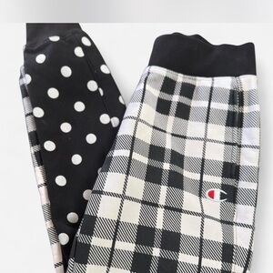 Champion Black and White Checkered and Polka Dot Pants